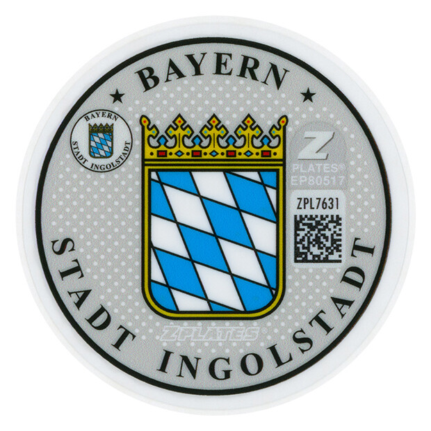 Ingolstadt German License Plate Registration Seal & Inspection