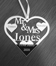 Just married wedding gift Love Heart Mrs and Mr Jones gift keepsake Personalised