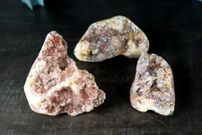 Wholesale Set of 3 High-Grade Pink Amethyst Free Form Geodes, Flat Box - 2.3 Kg 