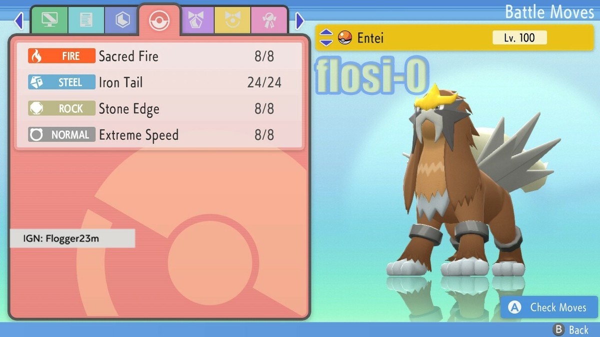 6IV Shiny Entei Pokemon Brilliant Diamond and Shining Pearl