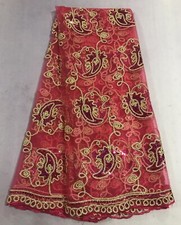Pink Gold Multicolor Sequins embroidery Lace Fabric 50  Width Sold By The Yard