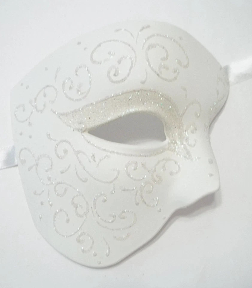 Off White Phantom of The Opera Costume Masquerade Mardi Gras Party Mask - Image 3 of 4