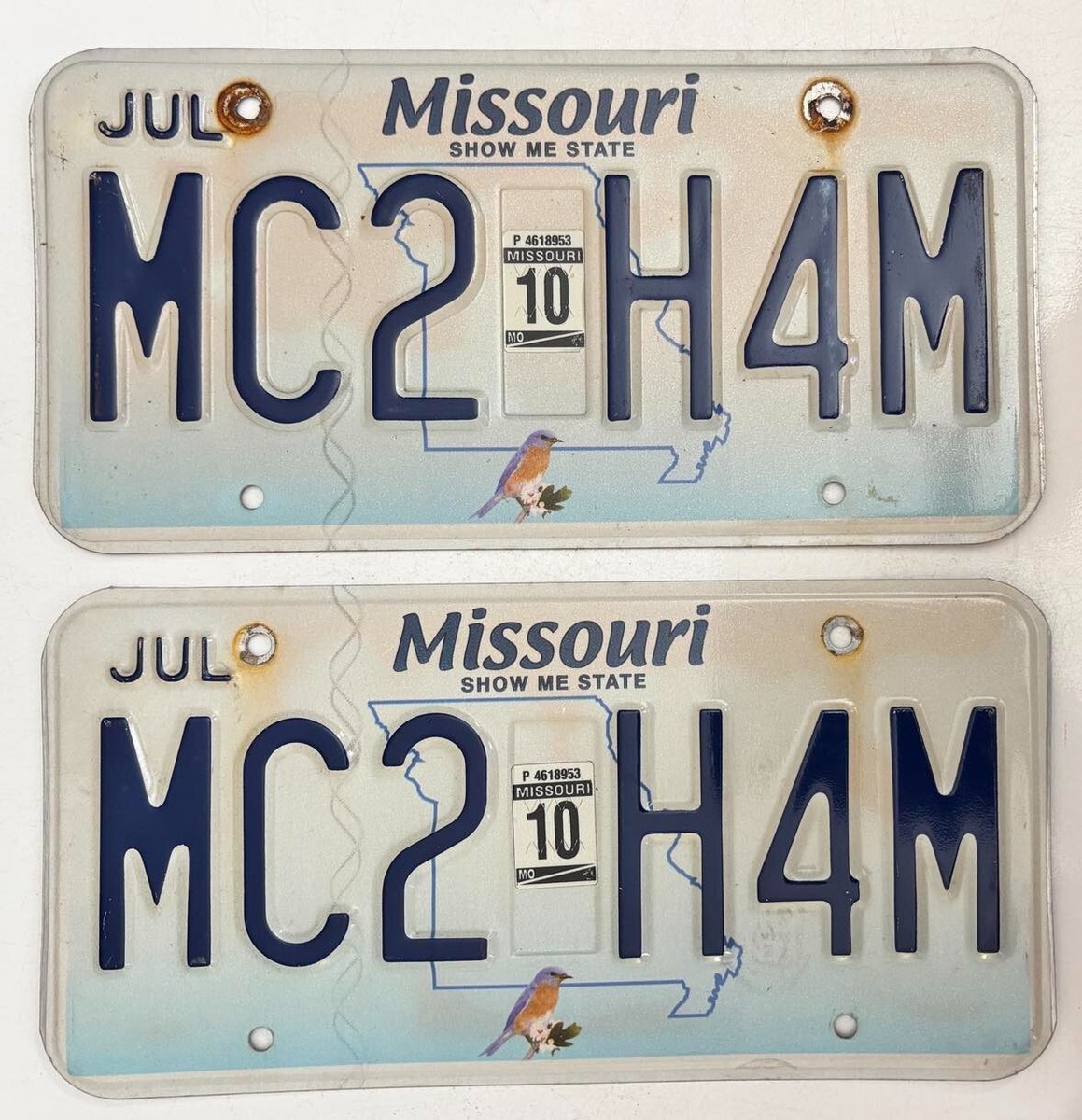 Missouri 2010 License Plate PAIR # MC2 H4M | eBay