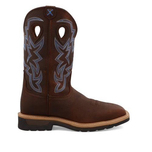 Twisted X Męskie brązowe kamykowe niebieskie stalowe palce kowbojskie buty MLCS003 - Zdjęcie 8 z 19