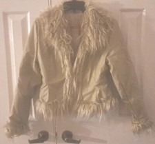 New Insulated Tan Faux Leather & Fur Trim Jacket