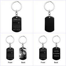Custom Engraved Personalized Calendar Date Stainless Steel Dog Tag Key Chain