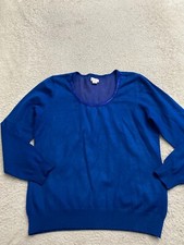 Jaclyn Smith Women Sequin Long Sleeve Scoop Neck Pullover Sweater Blue Size L