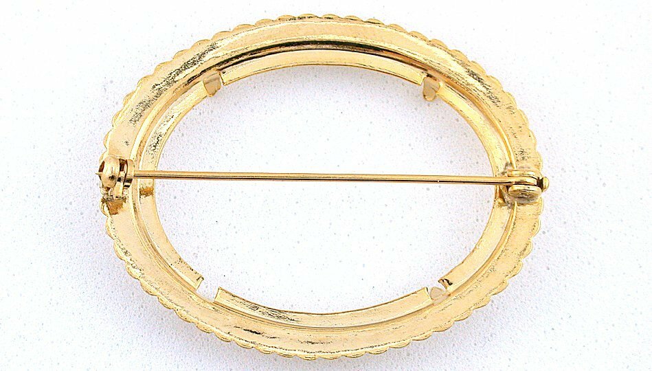 Monture Pour Broche Cabochon 40x30 Mm - Plaqué Or, Pour Pierre Précieuse, Neuf Sans Emballage