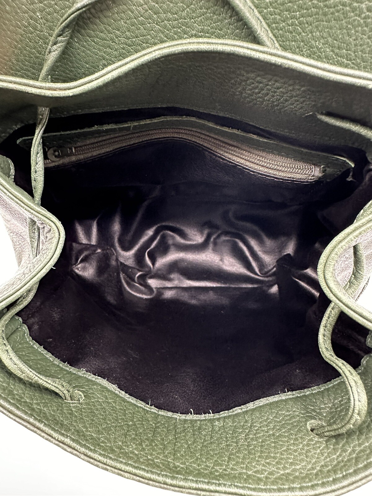 Unbranded Green Leather Drawstring Backpack Handb… - image 9