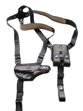 Shoulder leather holster with two magazines pouch for Makarov pistol