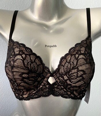 Calvin Klein Nwt Unlined Underwire Seductive Comfort Unlined Black Lace Bra