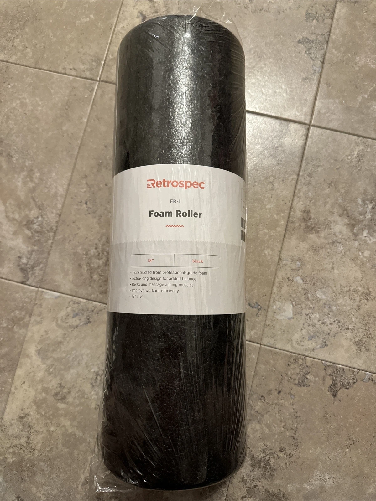 Fitness Foam Roller - 18" X 6" High Density Exercise Extra Firm Roller BLACK