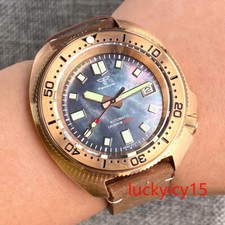 Orologio subacqueo uomo 44 mm cassa vero bronzo Tandorio 20 ATM quadrante nero guscio Giappone NH35A