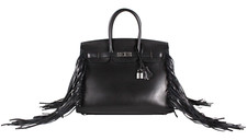 Hermes 2023 Runway Noir Black Evergrain Anate Fringe Birkin 35 Sellier Bag Phw