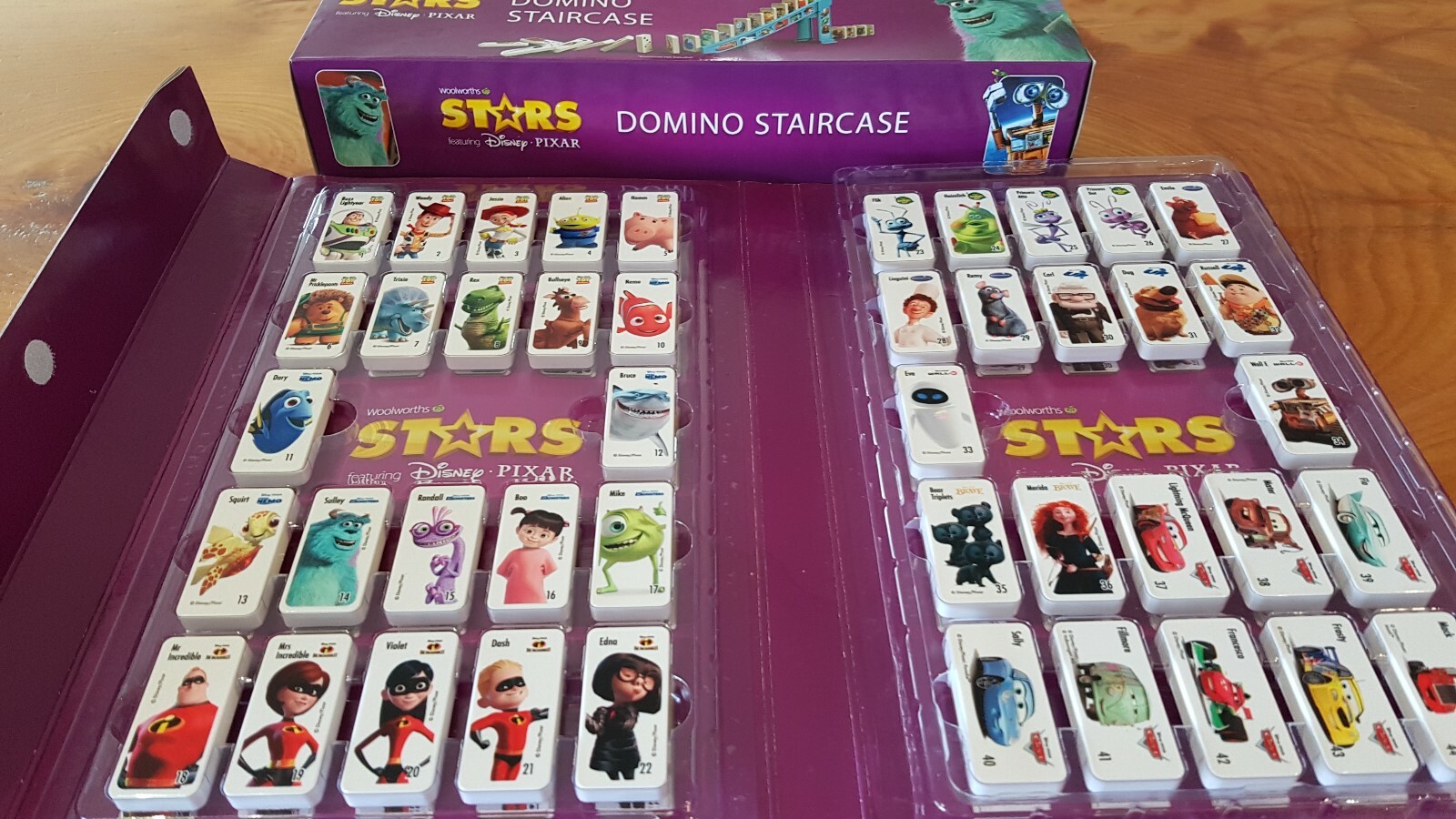 WOOLWORTHS DISNEY DOMINO PIXAR STARS COMPLETE SET IN COLLECTORS CASE