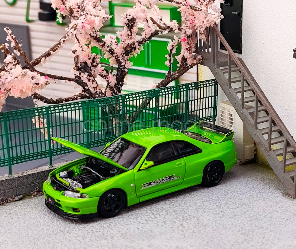 FH 1:64 Green Skyline GTR R33 Racing Sports Diecast Metal Car New