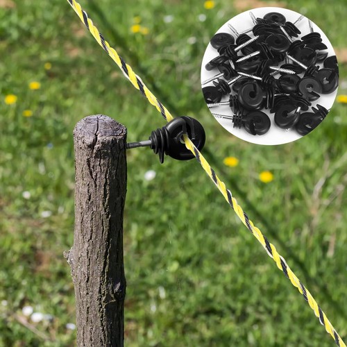 Kit de 52 piezas de valla eléctrica incluye alambre de polietileno para valla eléctrica de 1640 pies, 25 negro El - Imagen 4 de 7