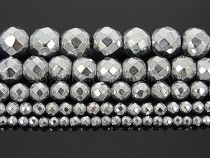 Hematite-Gemstone-Faceted-Round-Ball-Beads-16-039-039-Silver-2mm-3mm-4mm-6mm-8mm-10mm