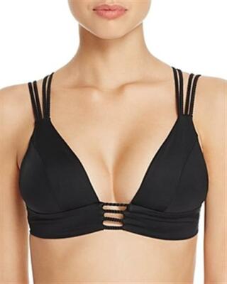 Vitamin A 262176 Women's Eco Black Banded Triangle Bikini Top Swimwear Size 8/M