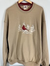 Top Stitch By Morning Sun Women  s Winter Cardinal Vintage Sweatshirt XL 90's
