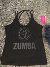 New Women’s Zumba Glam Tank - Bold Black Z1T01843 Size XS