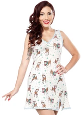 Reindeer Games Nightie Dress Pajamas Deer Pinup Retro Sourpuss MEDIUM M #130713