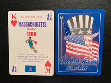 Swap Playing Card  UNCLE SAM  MASSACHUSETTS   KING OF HEARTS  1991 U.S.A.