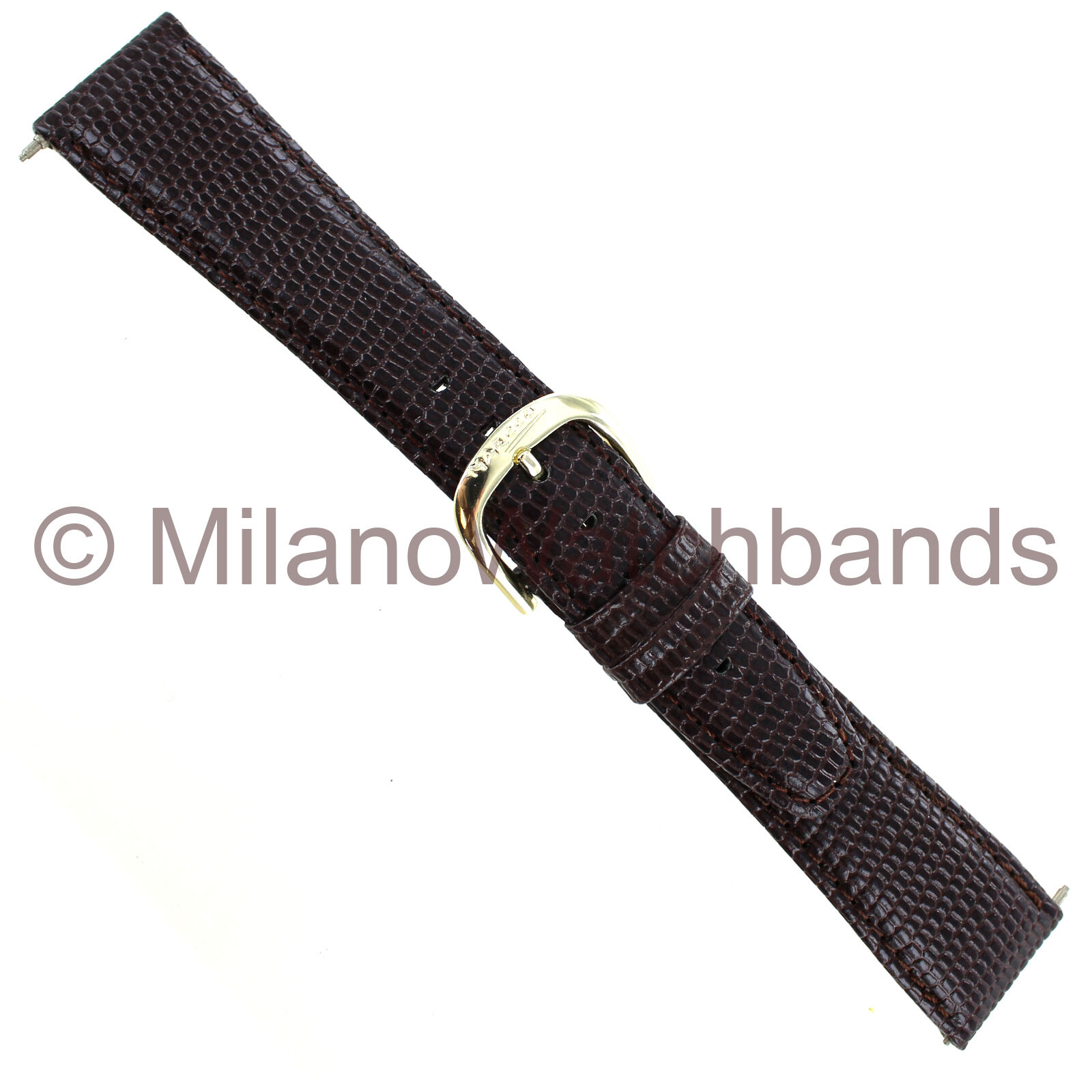 20mm Marcco Dark Brown Padded Lizard Grain Genuine Leather Mens Watch Band Reg