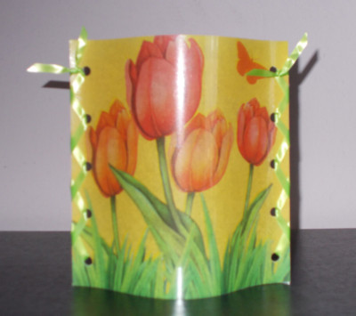 1 Wunderschönes Deko Windlicht Blumen Tulpen Unikat Tischlicht