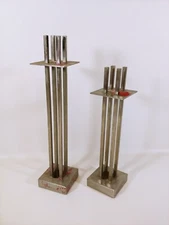 Richard Meier For Nan Swid Designer Candlesticks Pair 10"&12" Russell Brightwell