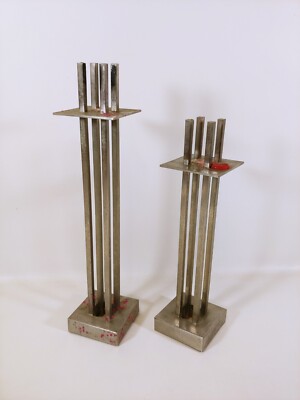 Richard Meier For Nan Swid Designer Candlesticks Pair 10''&12'' Russell Brightwell