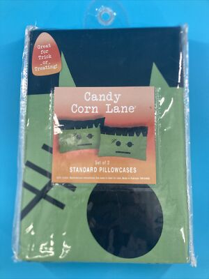 NEW Candy Corn Lane, Set/2 Frankenstein Monster Green Pillowcases