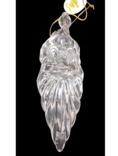 Santa Clause Face Resin Clear Christmas Tree Ornament 5.5”