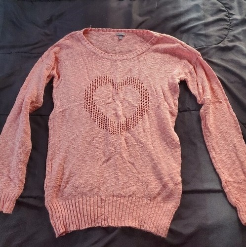 Rosa Pullover leichtes Herz Design, Junior Large