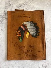 Vintage Hand Painted Native American Art Book Cover Including Bookmark