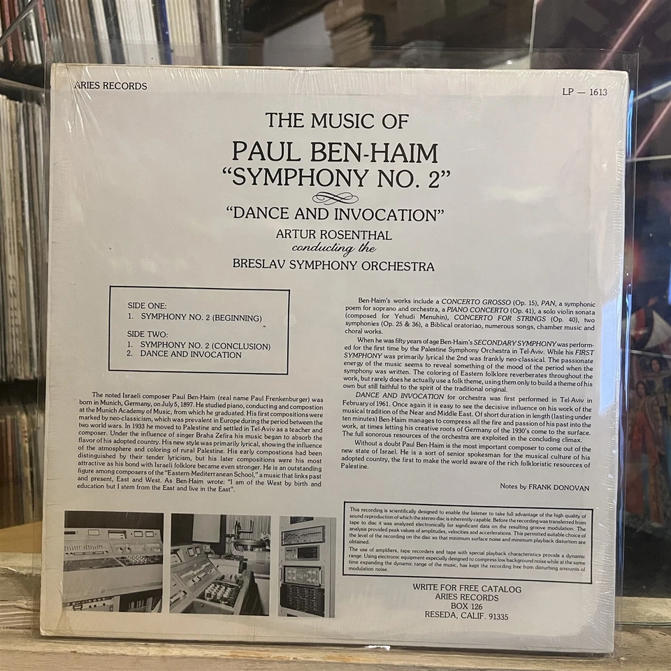 [CLASSICAL]~EXC LP~PAUL BEN-HAIM~BRESLAV S.O~ROSENTHAL~Symphony No. 2~[1969~ARIE - Image 2 of 4