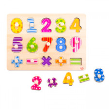 Wooden Number Puzzle   Mathematical 15 Piece Educational Peg Puzzle