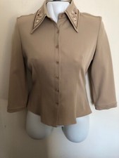 Vertigo Paris Beige Jacket/blazer With Embroidered Collar Size Medium