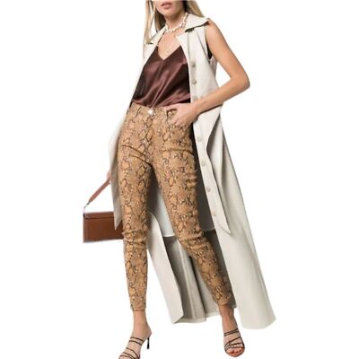 Frame NWT Le High Skinny Crop Snake Effect Jeans in Tan/Black Size 27
