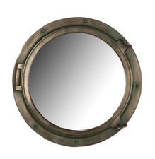 24"Round Porthole Mirror Verde Bronze Finish Wall Mount Nautical Maritime Decor
