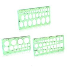 3PCS Circle Template Plastic 8.66 x 5.3 inches 22 x 13.5 cm , Green