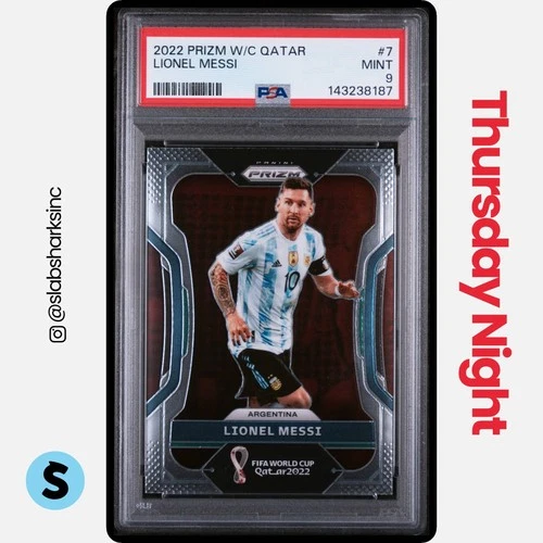 2022 PANINI PRIZM WORLD CUP #7 LIONEL MESSI PSA 9