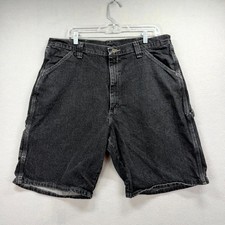Vintage Wrangler Carpenter Shorts Mens 36 Gray Denim Grunge Jorts Hammer Loop