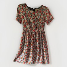 Louche London Halsey Crepe Floral Frock Tea Dinner Dress Gathered US 4/6
