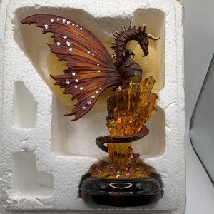 Bradford Editions Ancient Treasures Crystal Flame Dragon Statue COA broken wing