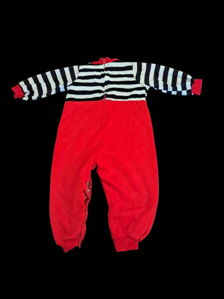 Vtg Disney Infant One-Piece Red White Black Stripped 12-24 Month Made USA Z63 - Image 3 of 4