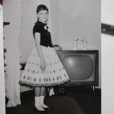 Photo Smiling Girl Nice Classic Dress Fashion TV Portrait c1950s Vintage