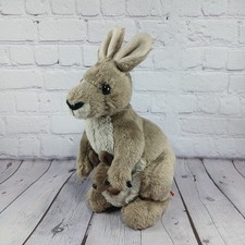 Wild Republic Kangaroo with Joey Baby in Pouch 14 inch plush stuffed animal EUC