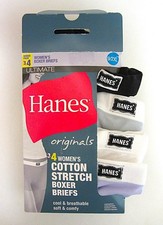 Hanes 4-Pair Women's Boxer Brief Panties Cotton Asst. Colors 2XL