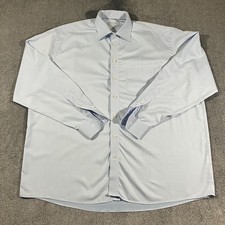 Eton Dress Shirt Mens 47 18.5 Light Blue Classic Twill French Cuff Long Sleeve